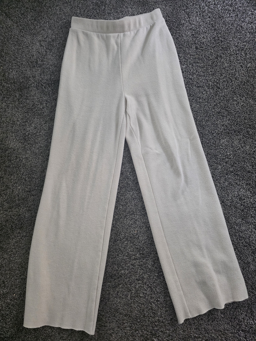 Zara Cream Ivory Textured Knit Wide Leg Pants Size Small